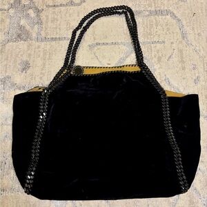 Stella McCartney Velvet Black Tote with Chain Detail